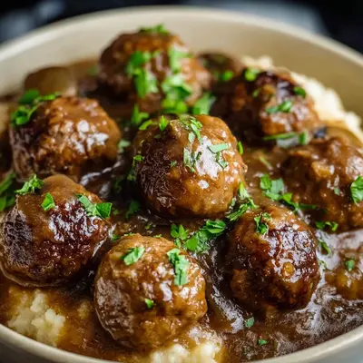 Slow Cooker Salisbury Steak Meatballs with Gravy