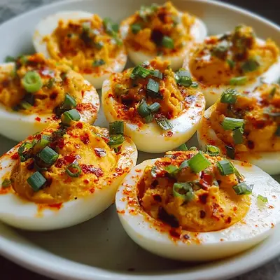 Spicy Chili Garlic Deviled Eggs: High Protein Appetizer