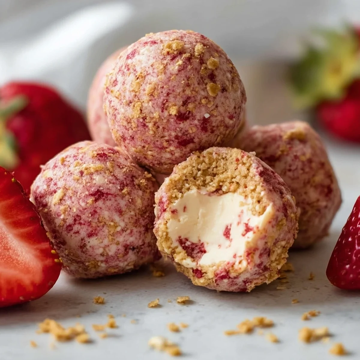 Strawberry Cheesecake Protein Balls | No Bake & 8g Protein