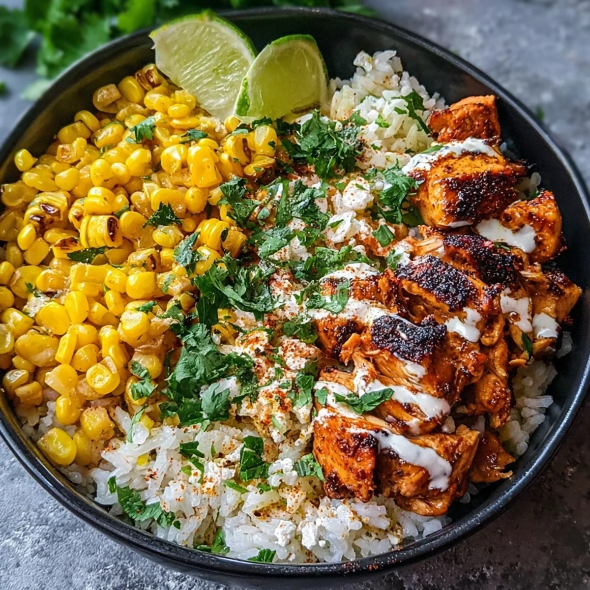 Street Corn Chicken Rice Bowl: High Protein Meal Prep