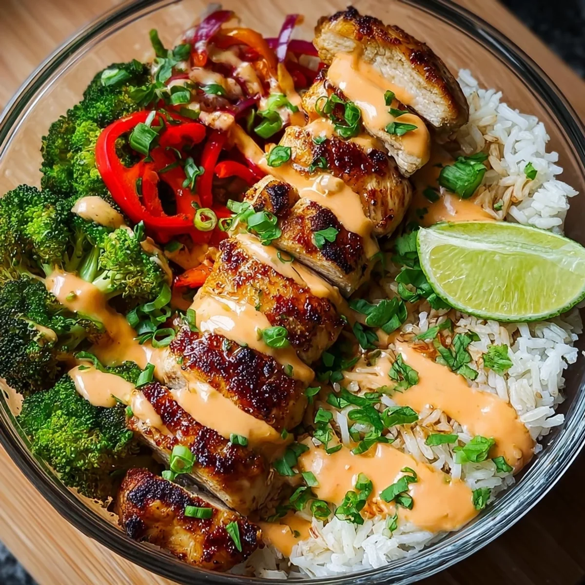 Sweet Chili Chicken Meal Prep Bowl with Coconut Lime Drizzle