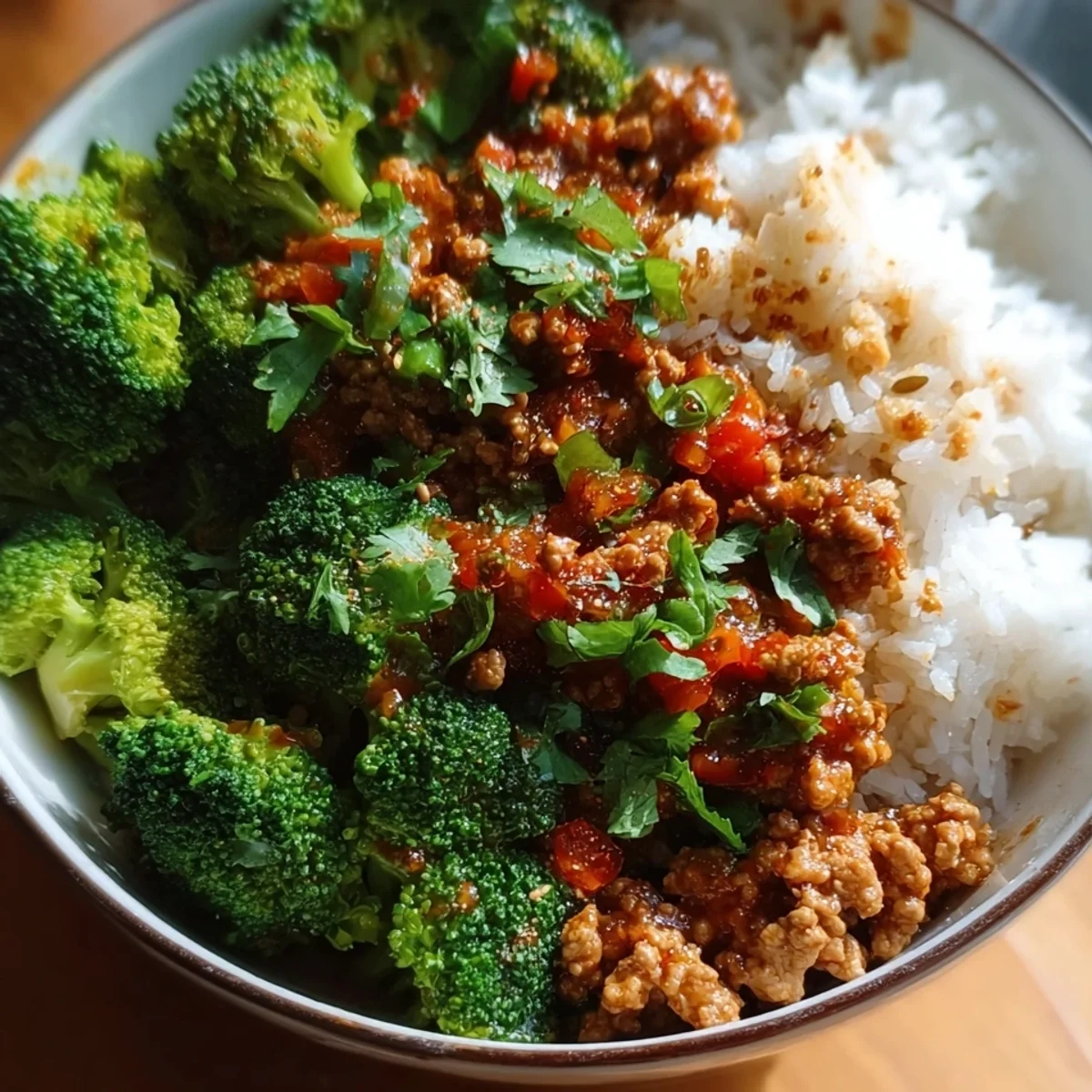 Sweet & Spicy Ground Turkey Broccoli Bowls