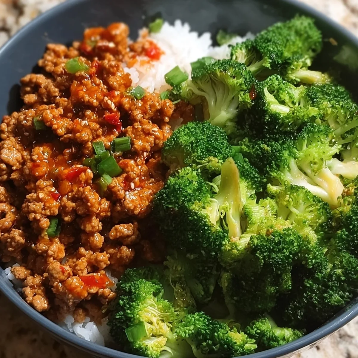 Sweet Spicy Ground Turkey Broccoli Bowls in 20 Mins