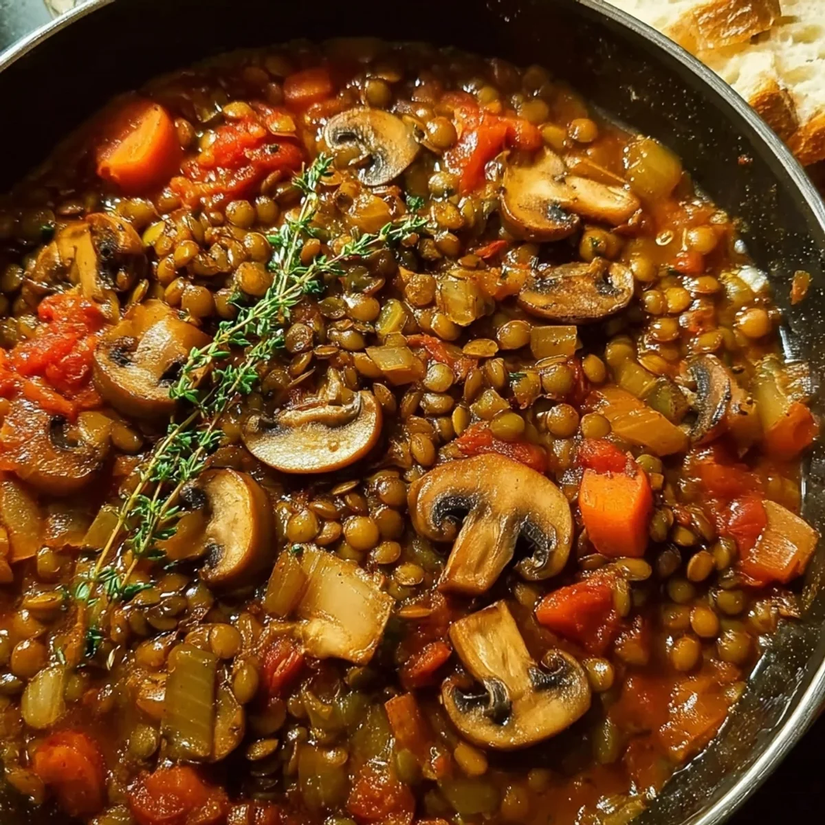 Vegan Lentil Mushroom Stew (18g Protein)