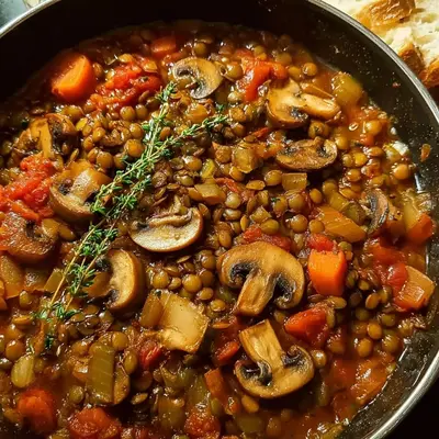 Vegan Lentil Mushroom Stew (18g Protein)