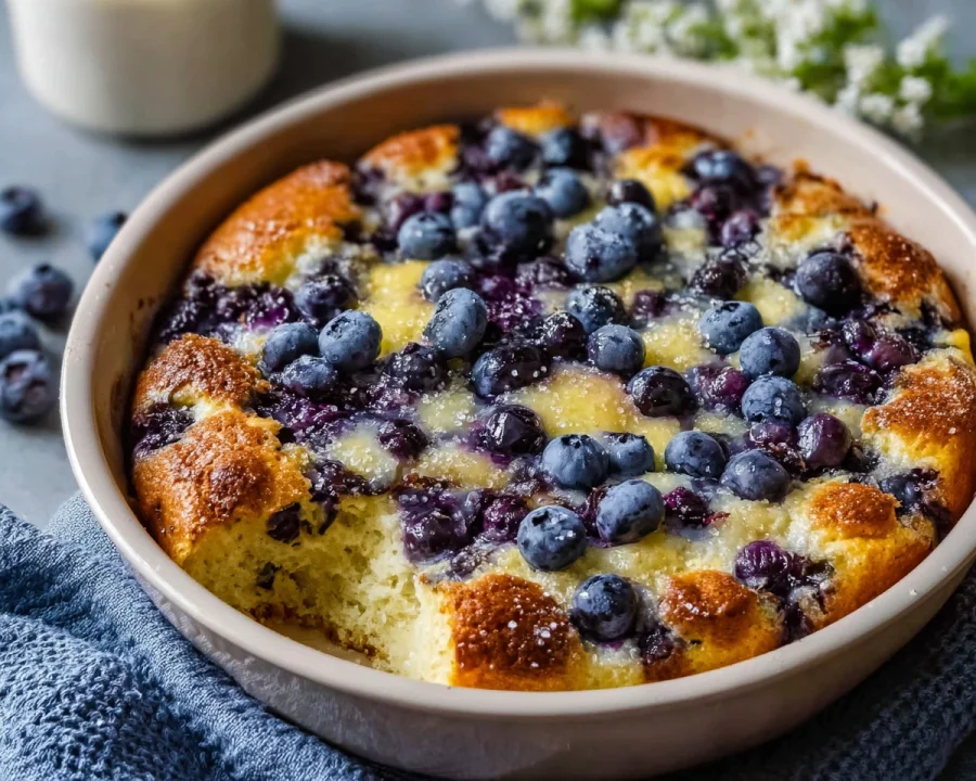 Creamy Blueberry Cottage Cheese Breakfast Bake