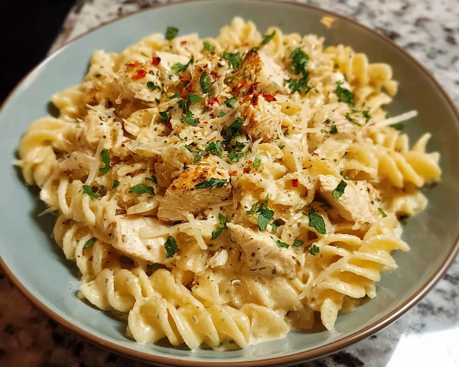 Crockpot Garlic Parmesan Chicken Pasta | High Protein