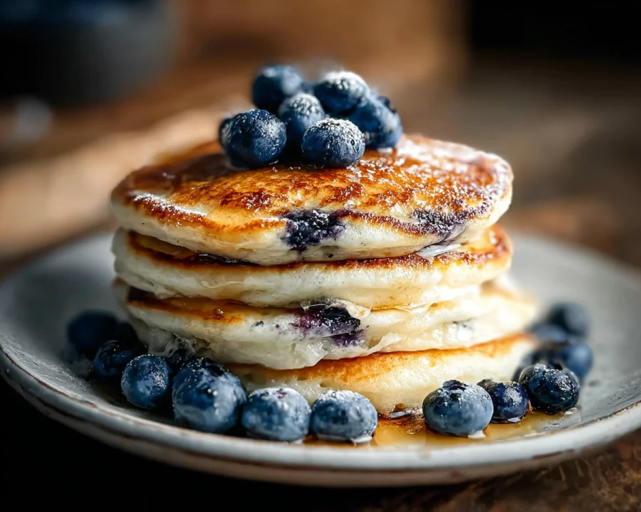 Fluffy Greek Yogurt Blueberry Pancakes