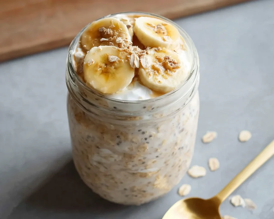 High Protein Banana Cream Pie Overnight Oats