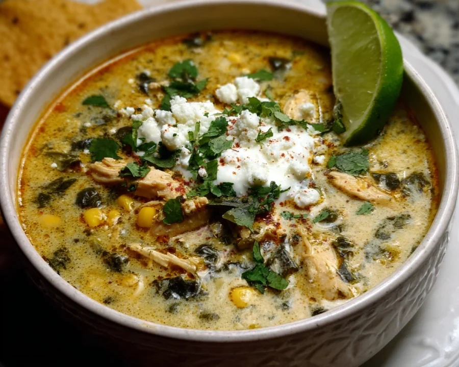 High-Protein Chicken Poblano Soup: Easy & Creamy