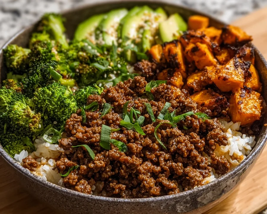 High Protein Ground Beef Hot Honey Bowl