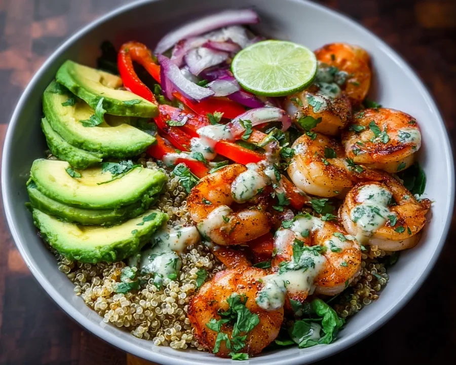 High Protein Shrimp Quinoa Bowl | Meal Prep Ready