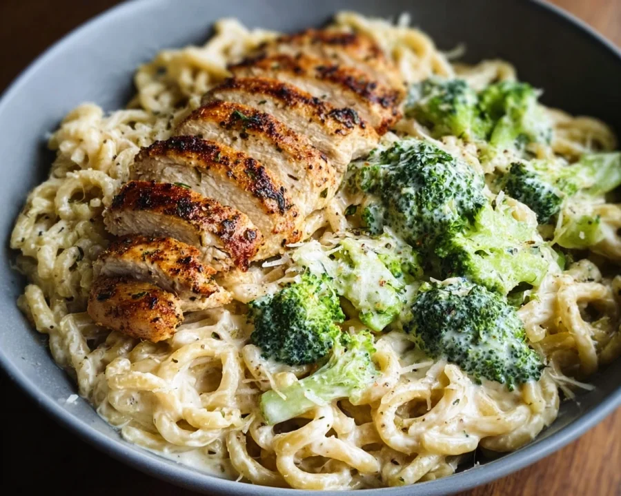 High Protein Skinny Chicken Broccoli Alfredo Recipe