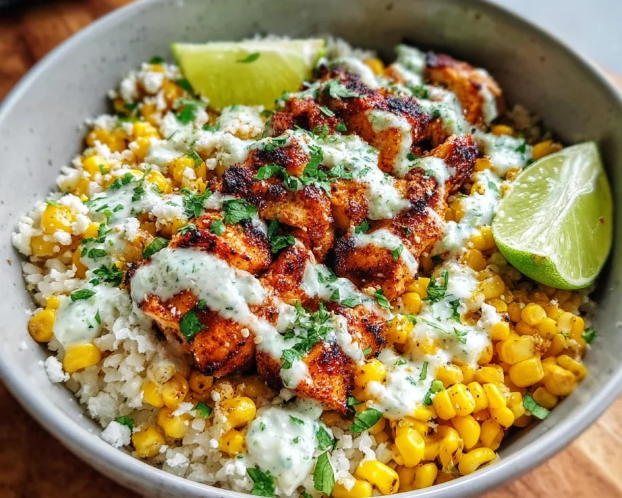 High Protein Street Corn Chicken Bowl - Quick Meal Prep