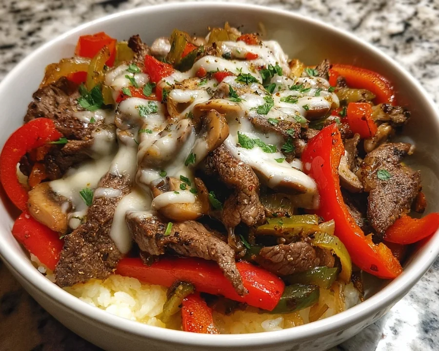Low Carb Philly Cheesesteak Bowl: High Protein Meal