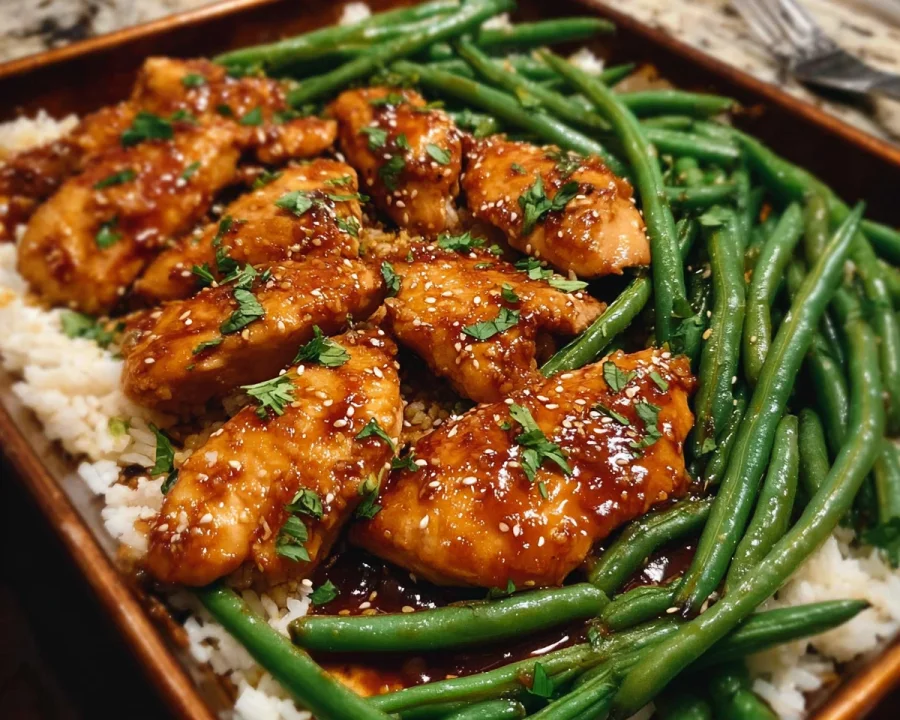 One-Pan Honey Garlic Chicken & Green Beans Recipe