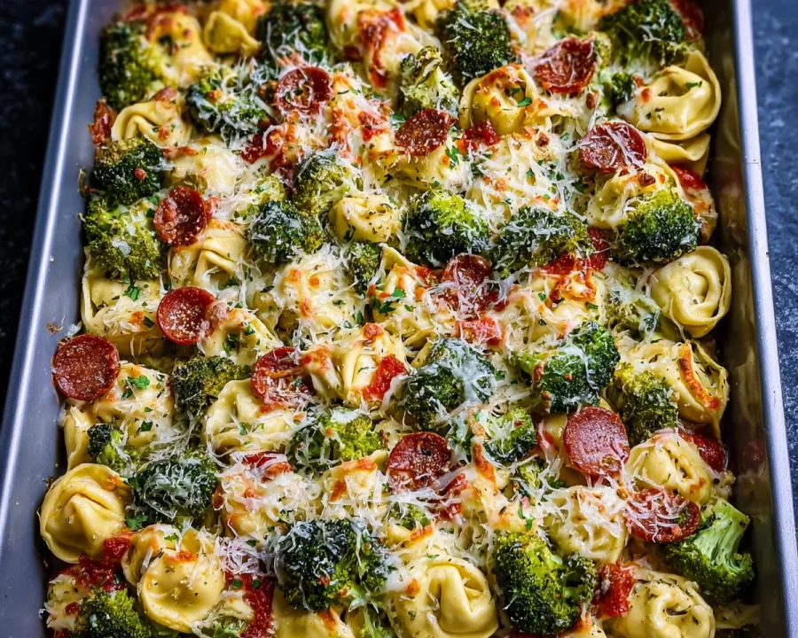 Sheet Pan Broccoli Tortellini Bake: Easy Dinner Recipe
