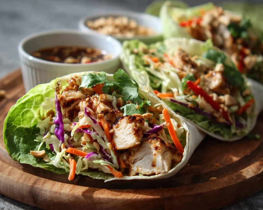 Thai Chicken Wraps with Crunchy Asian Slaw