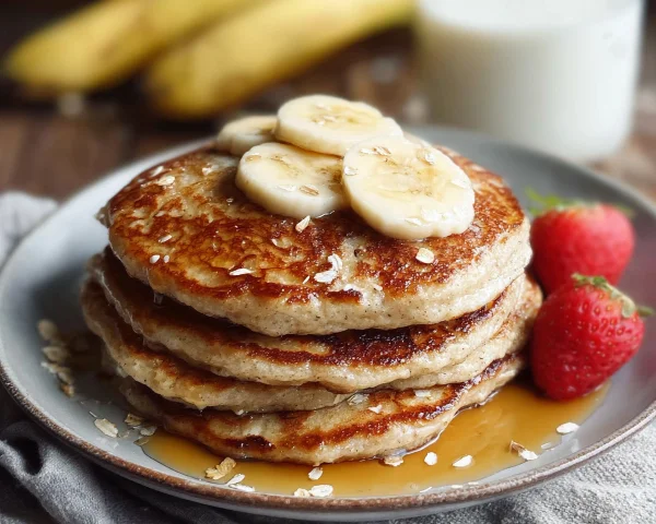 3-Ingredient Fluffy Banana Oatmeal Pancakes