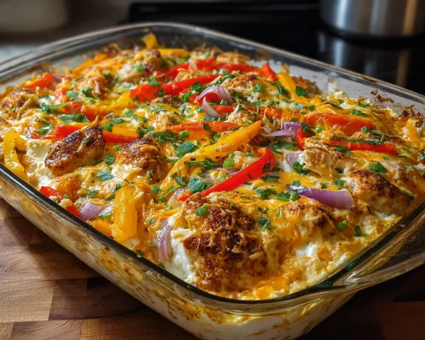 Chicken Fajita Cottage Cheese Bake