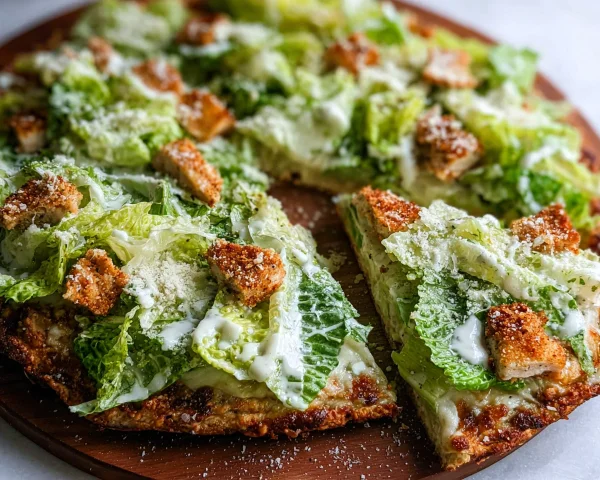 High Protein Chicken Crust Caesar Salad Pizza Dinner