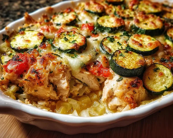 High Protein Easy Chicken Zucchini Bake