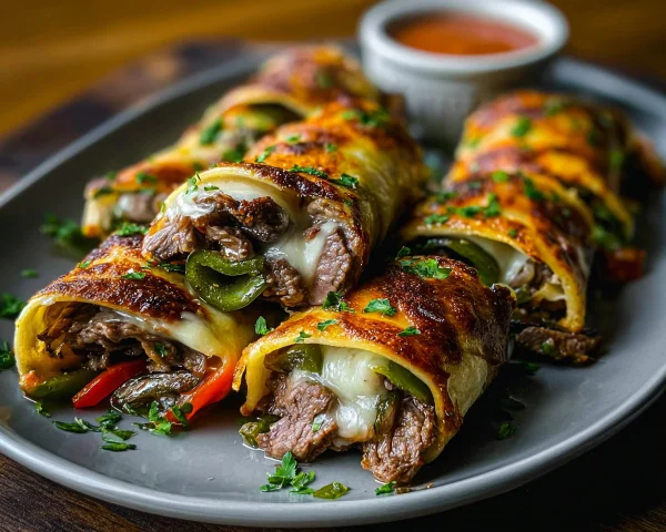 High Protein Philly Cheesesteak Roll-Ups