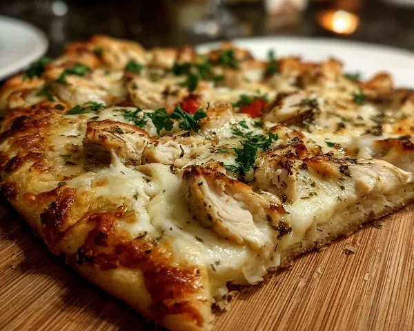 High Protein Roasted Garlic White Chicken Pizza