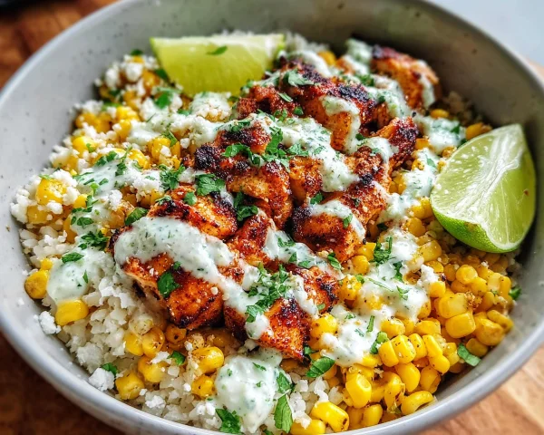 High Protein Street Corn Chicken Bowl - Quick Meal Prep
