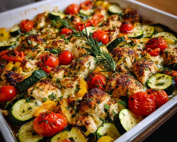 Mediterranean Chicken Zucchini Bake | Healthy One-Pan