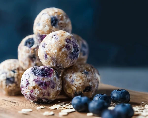 No-Bake Blueberry Cheesecake Protein Bites