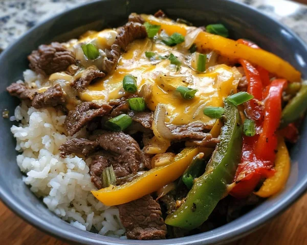 Philly Cheesesteak Rice Bowls: High Protein Meal Prep