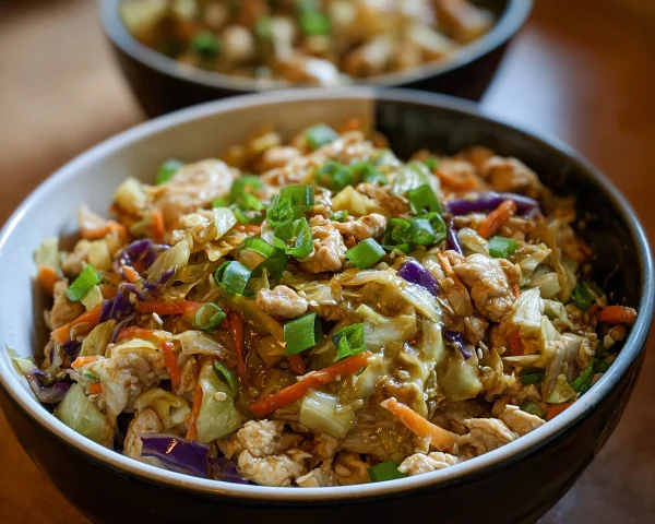 Quick Chicken Egg Roll Bowls with Cabbage