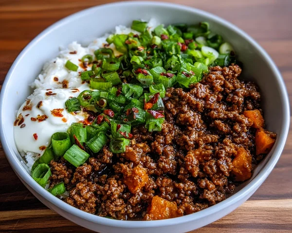 Quick Hot Honey Ground Beef Bowl: High-Protein Dinner