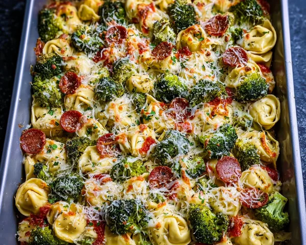 Sheet Pan Broccoli Tortellini Bake: Easy Dinner Recipe